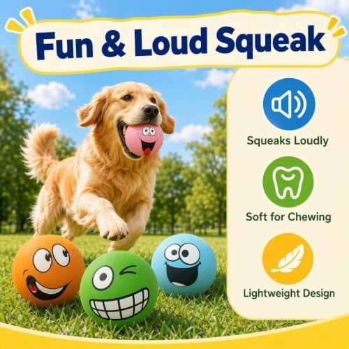 4 Pcs Soft Latex Squeaky Dog Toy Balls for Small Dogs