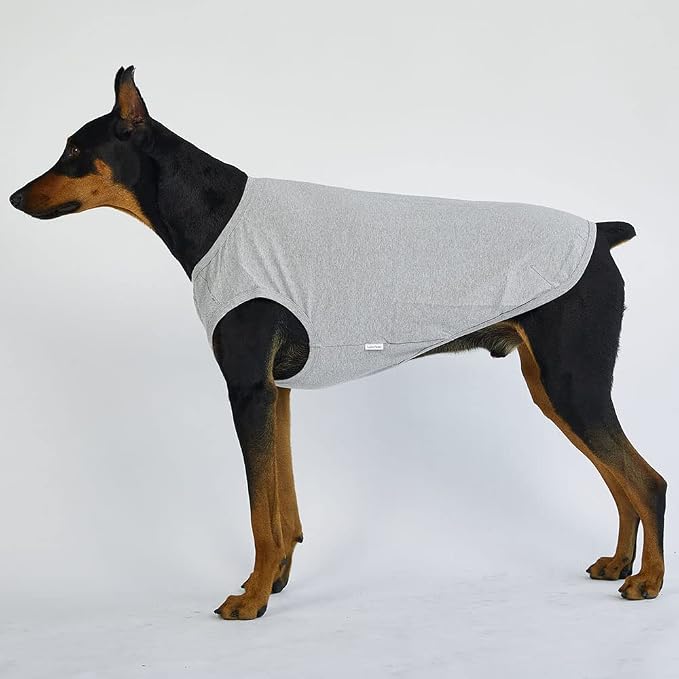 Dog Sleeveless Tank Top Cotton Shirts for Dogs Plain Sleeveless T-Shirts Soft Breathable Cool Dog Shirt pet Clothes (4X-Large, Gray)