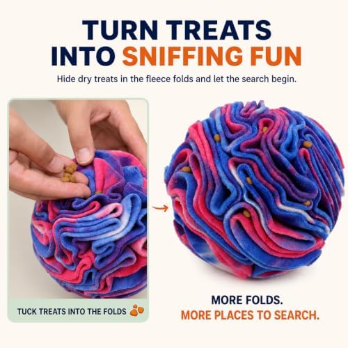 Ablechien Snuffle Ball for Dogs, Sniffle Interactive Treat Toy, Washable Puppy Treat Toy, Foraging Puzzle Ball Toy, Mind Games for Dogs, Enrichment Dog Toys