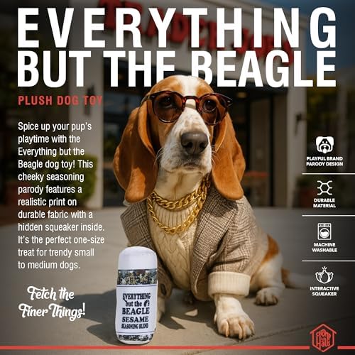 Everything but the Beagle – Luxurious Durable Parody Dog Toy with Squeaker, Soft Printed Fabric, Designer-Inspired Chew Toy, Fun Gift for Small Dogs & Dog Lovers
