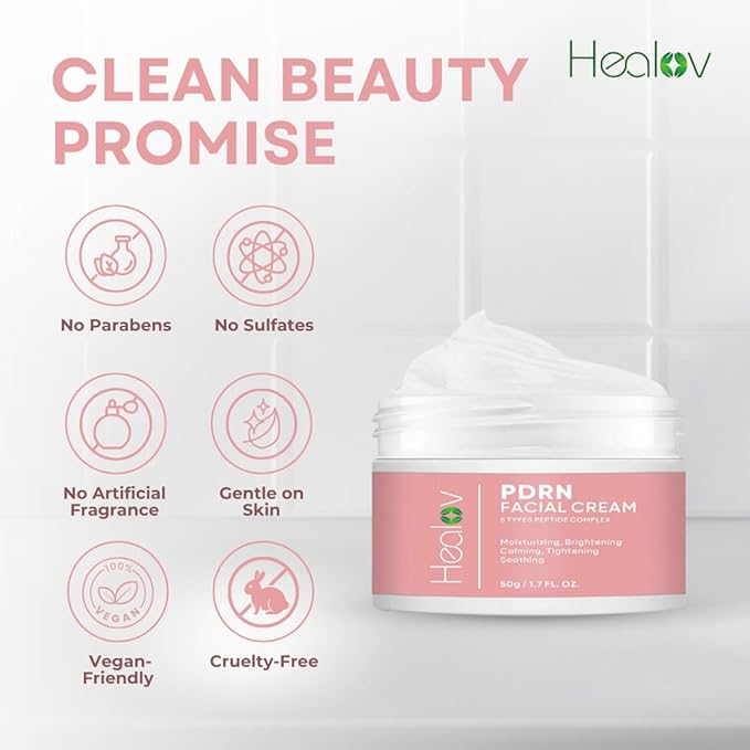 PDRN Cream – Rejuvenating Korean Face Moisturizer with Salmon DNA, Niacinamide & Vitamin C – Anti-Aging, Firming, Plumping Daily Cream for Dark Spots, Uneven Tone, Glow, Collagen & Barrier Repair