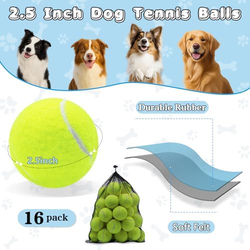 Magicorange Tennis Balls for Dogs,Colorful Easy Catching Dog Balls,16 Pack