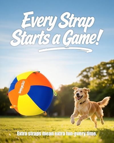 Herding Ball for Dogs, 22'' Dog Training Balls with Straps for Australian Shepherd, Border Collie, Cattle Dog, Large Breed Outdoor Play