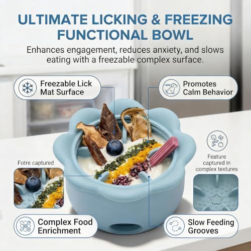 Interactive Dog Puzzle Toy, Freezable Licking&Treat Dispensing | Interactive Slow Feeder, Fill with kibble, or create freezable treats, Suitable for outdoor use, For All Dogs (Blue,Capybara)
