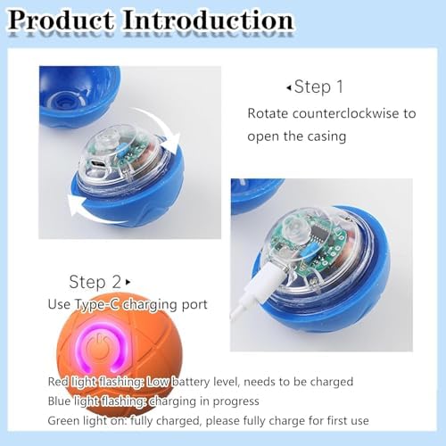 IRIDESCENT Interactive Dog Toys Dog Balls Activated Automatic Rolling Ball for Puppy Small Dogs Smart Jumping Automatic Moving Bouncing and Rotating Ball Vibrating Keep Them Busy