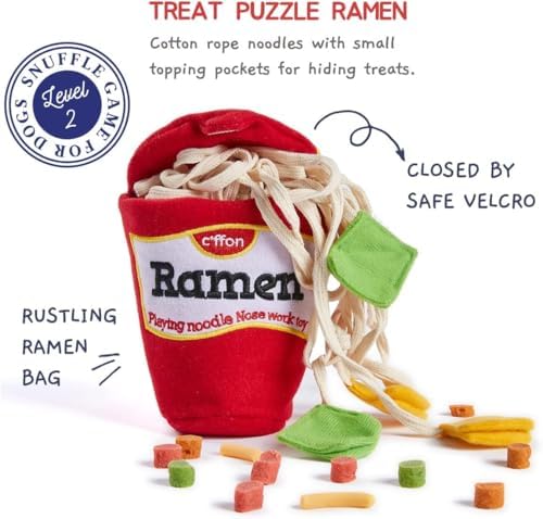 CHEWFFON Dog Puzzle Toy, Interactive Treat Hiding Enrichment Crinkle Toy