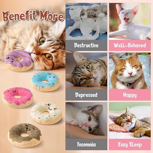 L1rabe Donut Catnip Stuffed Toys for Cats, for Kitten Lovers