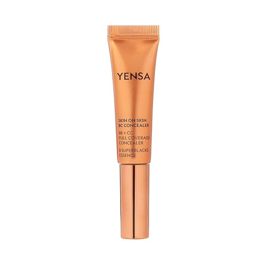 YENSA Skin On Skin BB + CC Full Coverage Concealer - Color Correcting Serum Concealer - Creaseless & Brightening Formula with Hyaluronic Acid & Superfood Complex - Tan Warm (0.34 Fl oz)