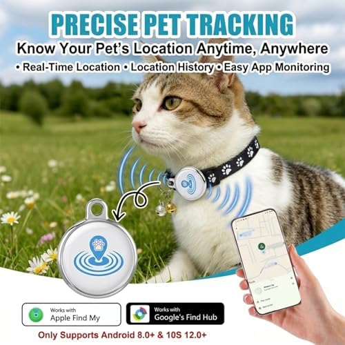 Dog Tracker, Cat Tracker Collar, Smart Pet Tracker for Collar,No Monthly Fee GPS Pet Locator, Waterproof Dog Collar Tracker for iOS Android