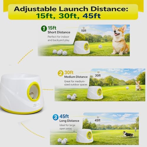 Automatic Dog Ball Launcher, Interactive Fetch Machine for Small Medium Dog