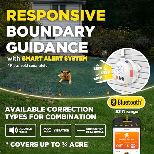 Dogtra Smart Fence & 50 Training Flags Bundle | No Subscription, 2-Tier Alarm & App Alerts, No-Dig Up to 3/4 Acre, Tone/Vibration/Static, IPX9K Waterproof, Wireless Electronic Dog Fence System Pets 35