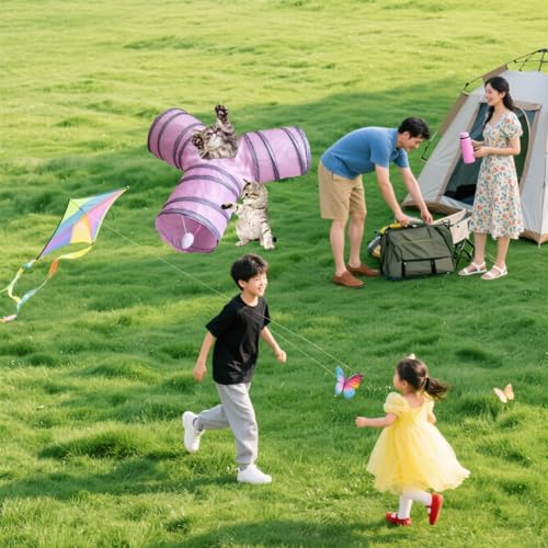 3-Way Collapsible Cat Tunnel Tube Toy Pink