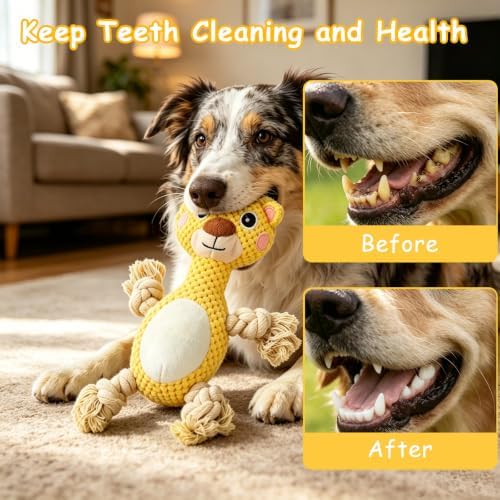 Plush Squeaky Chew Toy for Small Medium Large Dog,(Yellow Bear)