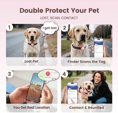 for air tag Dog Collar Holder with QR ID, Durable & Waterproof Silicone for air tag Case Accessories, Scan Alert, Instant Location, Pet Online Profile, Contacts Info (1 Pack, Red)