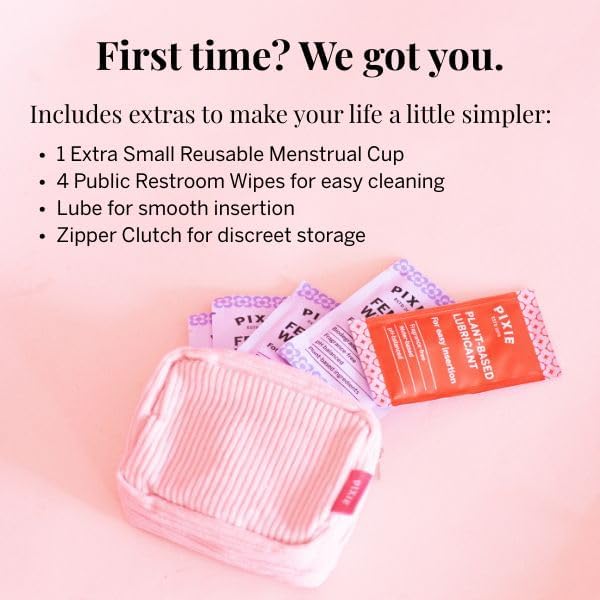 Pixie Soft Menstrual Cup - Ranked 1 for Most Comfortable Reusable Period Cup - Buy One We Give One - Includes Ebook Guide, Cleaning Wipes, Lube, & Storage Bag - Tampon and Pad Alternative