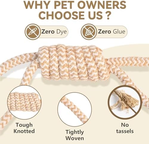 Puppy Chew Toys for Teething, Durable Dog Rope Toys for Small and Medium Dogs, Interactive Chew Rope for Training, L Size