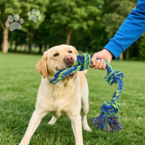 Rocfish [5 Pack] Dog Rope Toys for Aggressive Chewers, Nearly Indestructible Tug of War Toys for Large & Medium Dogs, 100% Cotton, Teeth Cleaning Chew Rope, Heavy Duty Tug of War Dog Toy for Boredom