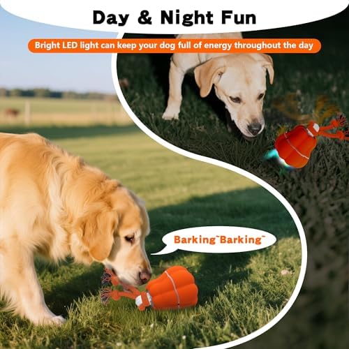 Interactive Dog Toys, Automatic Moving Rolling Dog Toys to Keep Them Busy, Motion-Activated Bouncing Vibrating Dog Ball for Small/Medium/Large Dogs (Pumpkin)