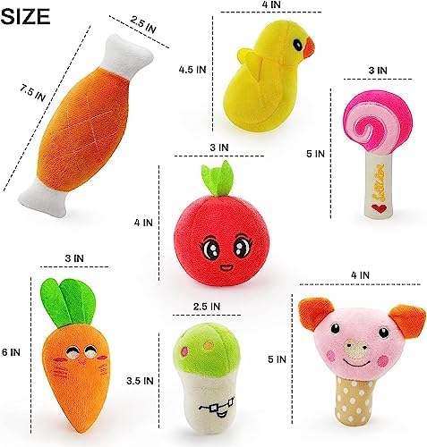 LEGEND SANDY Dog Squeaky Toys, Plush Small Dog Toys for Dogs, Stuffed with Squeakers,14 pcs Puppy Toys with a Carrying Bag for Small Medium Size | 14 pcs Puppy Toys with a Carrying Bag for Small Medium Size, Puppy Chew Toys for Teething