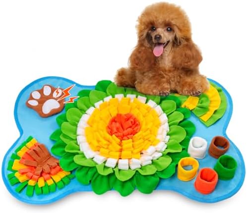 Snuffle Mat for Dogs, Pet Snuffle Mat for Small and Medium Dogs, Interactive Sniff Mat Feeding Mat for Puppies, Slow Feeder Dog Treat Mat for Training and Stress Relief (Bone Shape) (Blue, One Size)