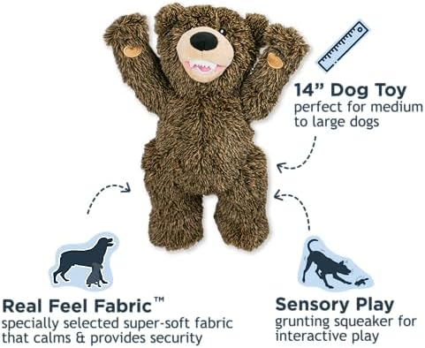 Tall Tails Grizzly Rope Body Dog Toy – Durable Plush Squeaky Dog Toy for Snuggling & Play