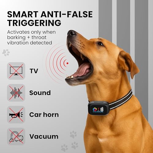 Dog Bark Collar for Small Medium Large Dogs with Dog Whistle 8–120lbs, Dual-Trigger Smart Anti Bark Collar Sound & Vibration Detection, 5 Training Modes, 5 Sensitivity Levels, IPX7 Waterproof