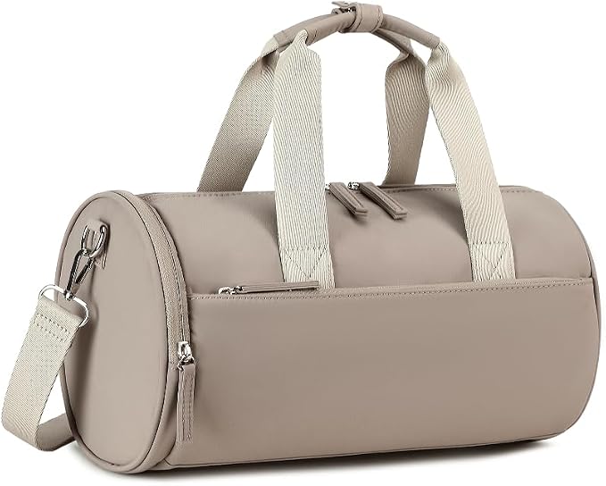Mini Gym Bag for Women Girls Cute Small Duffle Bag 12'' with Multifunctional Pockets Workout Sport Bags Dance,Fitness,Yoga (Grey-Purple)