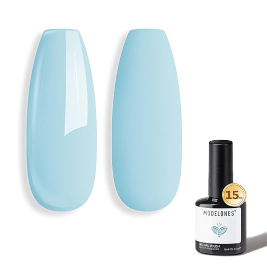 modelones Baby Blue Gel Nail Polish Ligh Sky Blue Pastel Nail Poish Soak Off Pastel U V DIY Gel Nail Manicure 15 ML