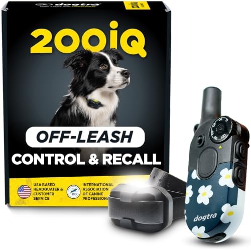 Dogtra 200iQ Remote Training E Collar – 100 Levels, Tone, Vibration, 1/2 Mile Range – Compact, Waterproof, One-Handed Control for Dogs 10 lbs+ – Lightweight Design for Daily Training – Flower Power