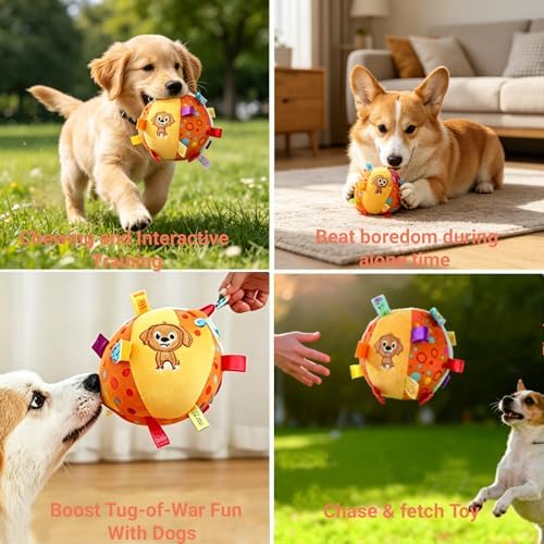 Dog Tag Toy, 6-Inch Squeaky Plush Toy for Puppies & Small Medium Dogs