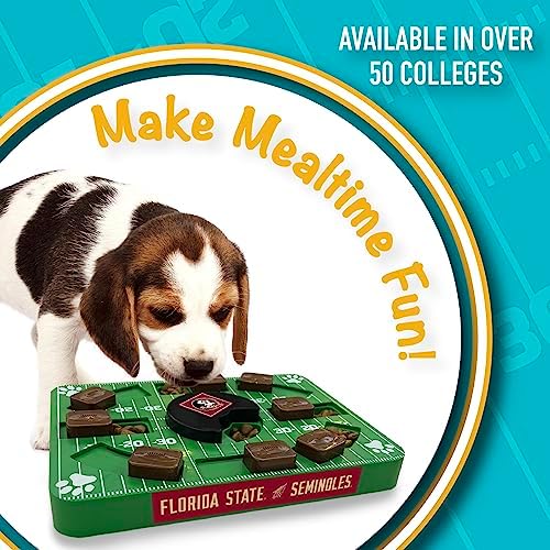 NCAA Puzzle Toy Slow Feeder, Puzzle Treat Dog Toy, Interactive Dog Treat Toy, Dog Puzzle Feeding Slow Toy (Florida State Seminoles)