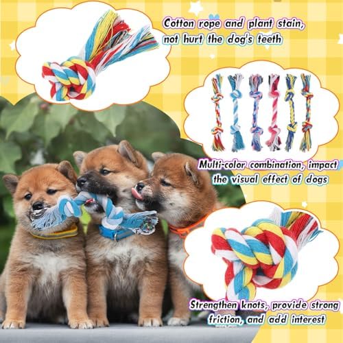 RoundFunny 100 Pcs Knot Rope Dog Toys Multi Color