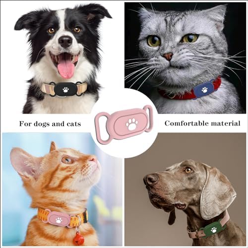 2 Pack Waterproof Dog Collar Compatible with Samsung Galaxy SmartTag2 | Silicone GPS Tracker Hidden Loop Holder for Smart Tag2, Anti-Lost Tag2 Case (Pink Blue)