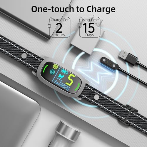 FAFAFROG Dog Bark Collar, Rechargeable Smart Collar, Anti Barking Training Collar with 5 Adjustable Sensitivity Beep Vibration, Bark Collar for Large Medium Small Dogs (Grey)