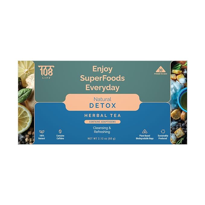 108LIFE - Natural Detox Green Tea | Herbal Tea | Green Tea Bags | A Soothing and Invigorating Herbal Tea for Natural Detoxification
