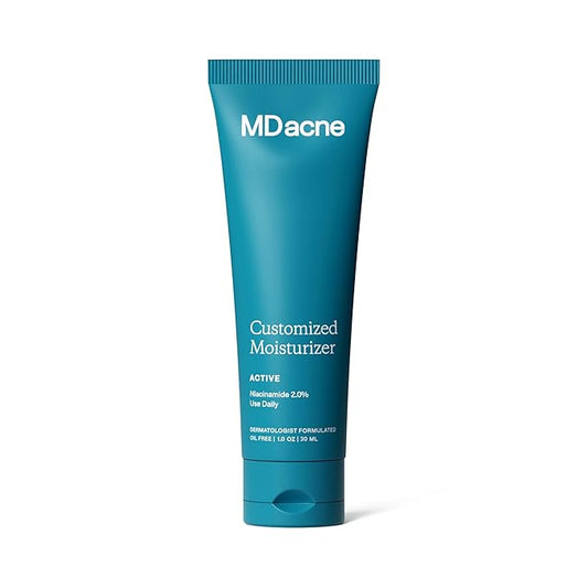 MDacne Facial Moisturizer with Niacinamide 2% - Oil-Free Active Daily Treatment Cream to Reduce Under-Eye, Dark Circles & Wrinkles - Soothing & Moisturizing 1 oz (Pack of 1)