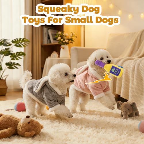 Champagne Bottle Squeaky Crinkle Dog Toy - Interactive Plush Chew Toys for Puppy Teething, Small Dogs, Aggressive Chewers and Keeping Busy