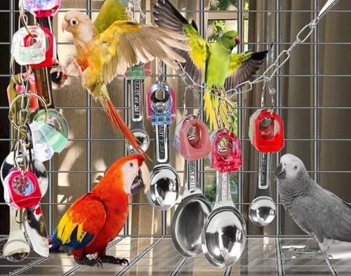 Bird Chew Toys, Parrot Toys, Spoon&Ring Toy for Small/Medium Birds