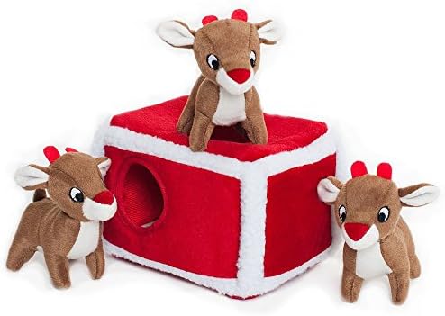 ZippyPaws Burrow Interactive Dog & Puppy Toys for Boredom- Reindeer Pen
