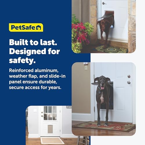 PetSafe Freedom Aluminum Pet Door, Vinyl Flap, Up to 220 lb, X-Large, White
