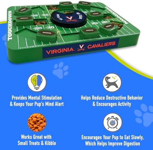 Pets First NCAA Virginia Large Puzzle Toy, Interactive Treat Dispenser, Slow Feeding Toy for Dogs, New Large Size