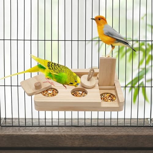 Wooden Bird Foraging Puzzle Feeder for Small Parrots, 7.2 x 5.4 Inch