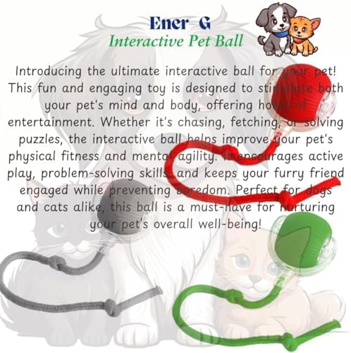 Interactive Electric Automatic Rolling Moving Rechargeable Self Play Stimulation Toy,Smart Pet Chase Ball with Speedy Tail Rope for Bored Indoor Cats enrichment,stimulating Dogs toy Small dogs (Red)