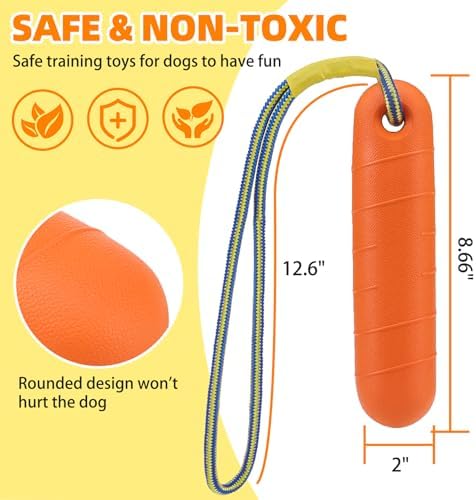 PUPTECK Interactive Dog Pool Toys Water Floating Toys Fetch Training Bumpers 4 Pack, Orange & Yellow