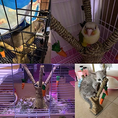 Hamiledyi Pet Rabbit Toy Tree Bunny Fun Chew Toy Rattan Grass Scratcher