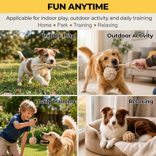 Dog Rope Toy Set 4 Pack, Rope Toys for Dogs & Chew Gear for Aggressive Chewers, Tug of War Dog Toys for Boredom, Puppy Essentials Teething Gadgets for Small Puppies, Teeth Cleaning