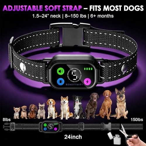 Bark Collar with Remote Tag 2 Pack, Automatic & Manual Dog Bark Collar, Humane Progressive Training System with Shock Vibration Beep Mode, 5 Sensitivity for Small Medium Large Dog, Matte Black