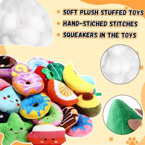Hungdao 80 Pcs Dog Squeaky Toys Bulk for Small Dogs, Plush Rope Set
