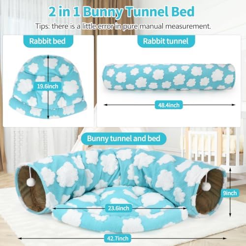 BWOGUE Bunny Tunnel Bed, 2-in-1 Collapsible Rabbit Tunnel Hideout with Mat