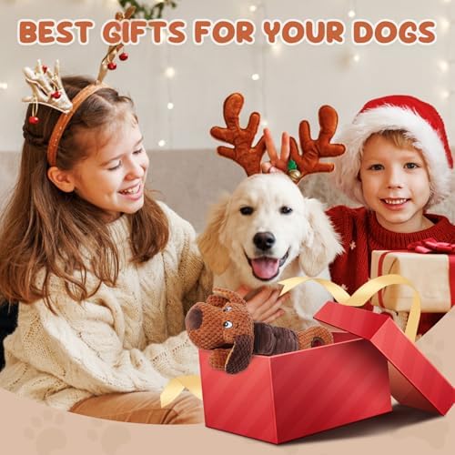 Interactive Tug of War Puppy Toy Squeaky Chew Toys Plush with Crinkle Paper